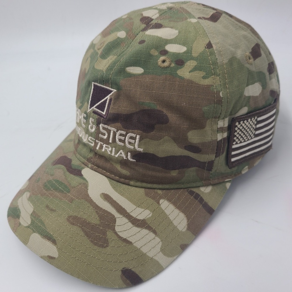 Pipe & Steel Industrial Camo Hat Adjustable Green Brown Construction Outdoor Men